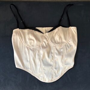 SHEIN Cream and Black Corset Bra